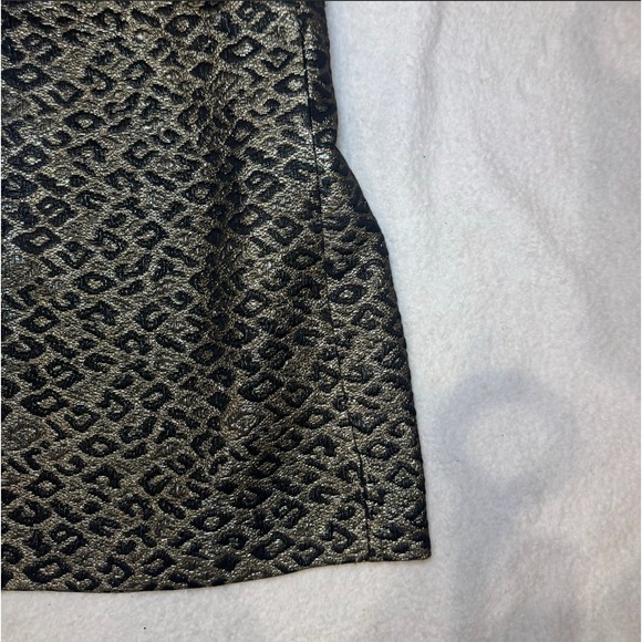 Tibi New York Black Gold Metallic Leopard Print Sleeveless Sheath Dress Size 2 - Picture 2 of 4